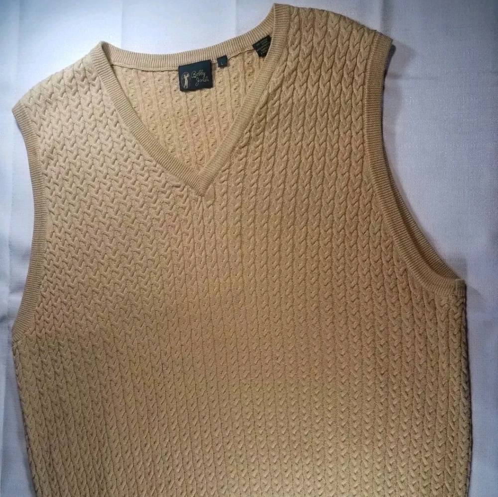 Bobby Jones Mens Golf Vest Large Cotton Sweater